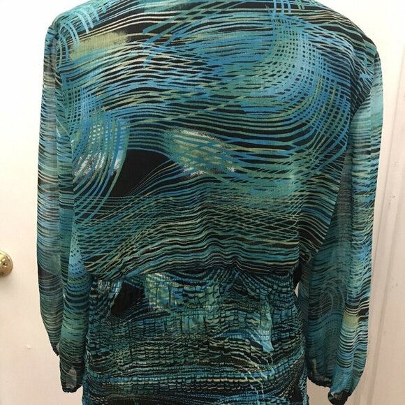 CATO GREEN SHADES SILKY SHEER LINED ELASTIC RUFFLED TOP SIZE XL    B2 - Picture 2 of 9